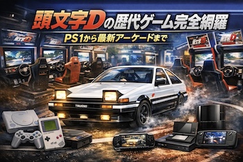 頭文字Dの歴代ゲームをPS1、PS2、PS3、PSP、3DS、GB、サターン、海外PC、現行アーケードまで完全網羅。主要3作品は収録峠と車種、評価傾向も深掘りします。Complete coverage of successive games with the initial letter D, including PS1, PS2, PS3, PSP, 3DS, GB, Saturn, overseas PCs, and current arcades. The three main works will also dig deep into the recorded pass, the car model, and the evaluation trend.